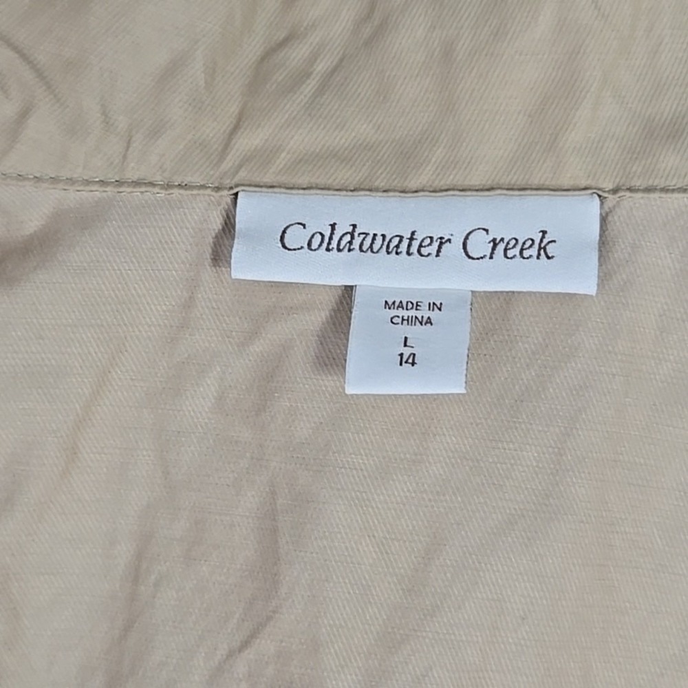 ColdWater Creek Beige Cotton/Nylon Zip Snap Front Vest Size Large / 14 - Picture 8 of 8